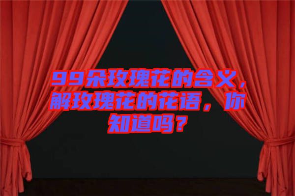 99朵玫瑰花的含義，解玫瑰花的花語，你知道嗎？
