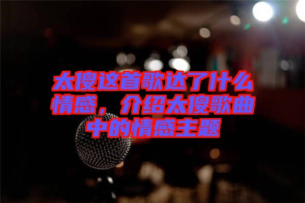 太傻這首歌達了什么情感，介紹太傻歌曲中的情感主題