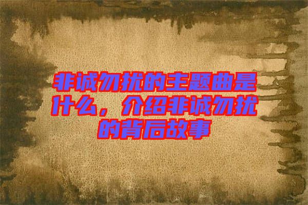 非誠(chéng)勿擾的主題曲是什么，介紹非誠(chéng)勿擾的背后故事