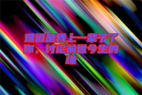 難道是我上一輩子了你，討論前世今生的緣