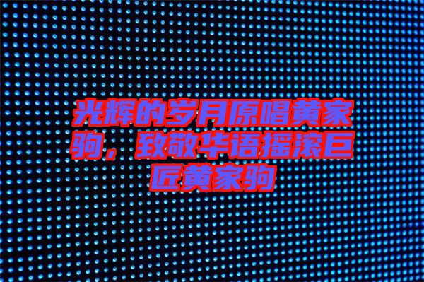 光輝的歲月原唱黃家駒，致敬華語搖滾巨匠黃家駒