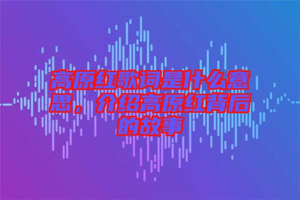 高原紅歌詞是什么意思，介紹高原紅背后的故事