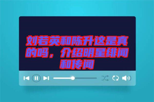 劉若英和陳升這是真的嗎，介紹明星緋聞和傳聞