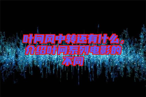 葉問風中轉還有什么，介紹葉問系列電影的不同