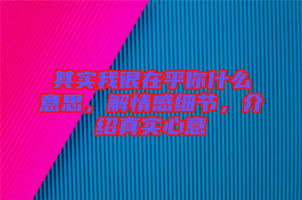 其實我很在乎你什么意思，解情感細節(jié)，介紹真實心意