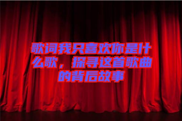 歌詞我只喜歡你是什么歌，探尋這首歌曲的背后故事
