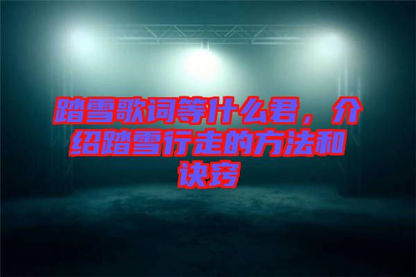 踏雪歌詞等什么君，介紹踏雪行走的方法和訣竅
