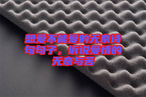 想愛不能愛的無奈詩句句子，訴說愛情的無奈與苦