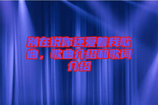 別在說你還愛著我歌曲，歌曲介紹和歌詞介紹