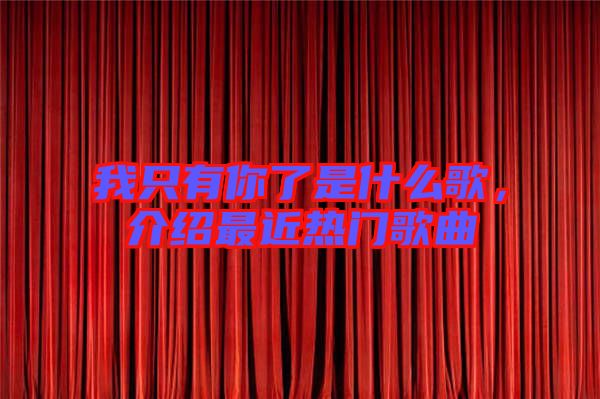 我只有你了是什么歌，介紹最近熱門歌曲