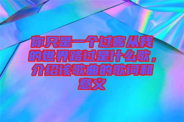 你只是一個過客從我的世界路過是什么歌，介紹該歌曲的歌詞和意義