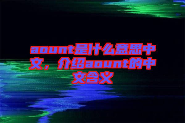aount是什么意思中文，介紹aount的中文含義