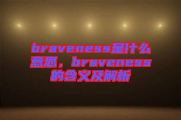 braveness是什么意思，braveness的含義及解析