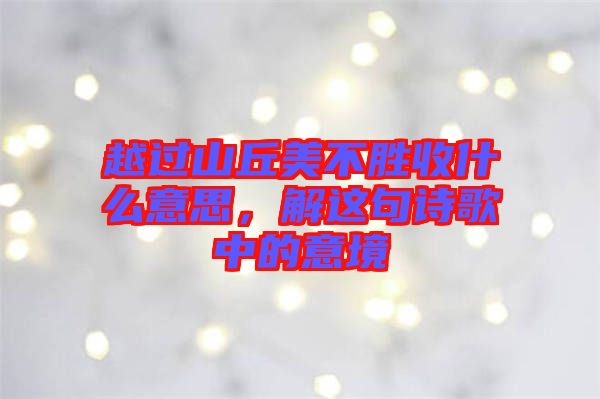 越過(guò)山丘美不勝收什么意思，解這句詩(shī)歌中的意境
