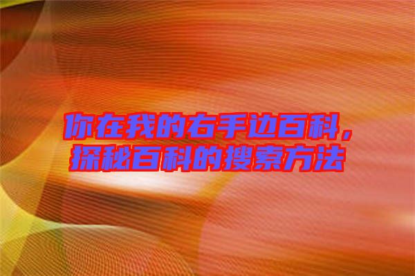 你在我的右手邊百科，探秘百科的搜索方法