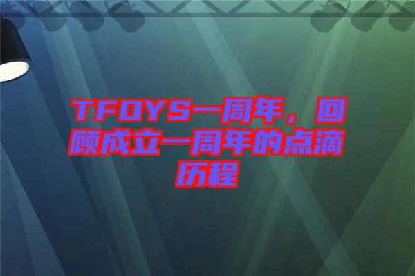 TFOYS一周年，回顧成立一周年的點滴歷程