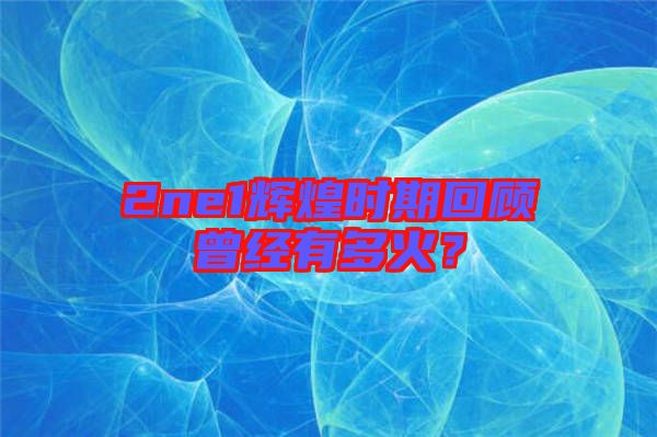 2ne1輝煌時期回顧曾經(jīng)有多火？