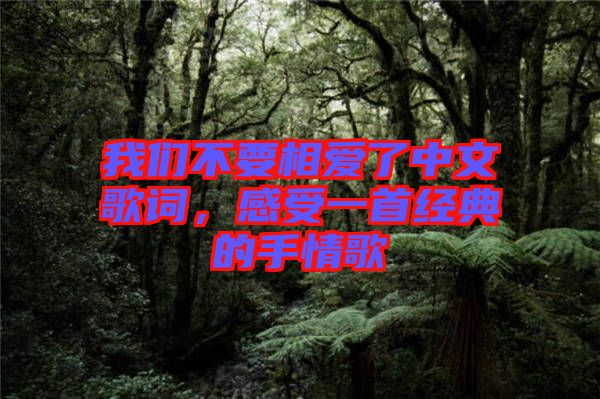 我們不要相愛了中文歌詞，感受一首經典的手情歌