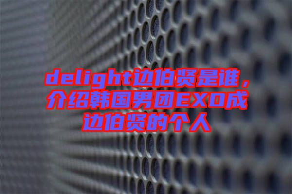 delight邊伯賢是誰，介紹韓國男團EXO成邊伯賢的個人