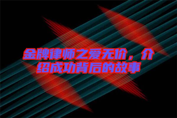 金牌律師之愛無價，介紹成功背后的故事
