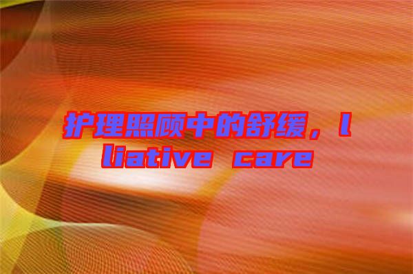 護理照顧中的舒緩，lliative care
