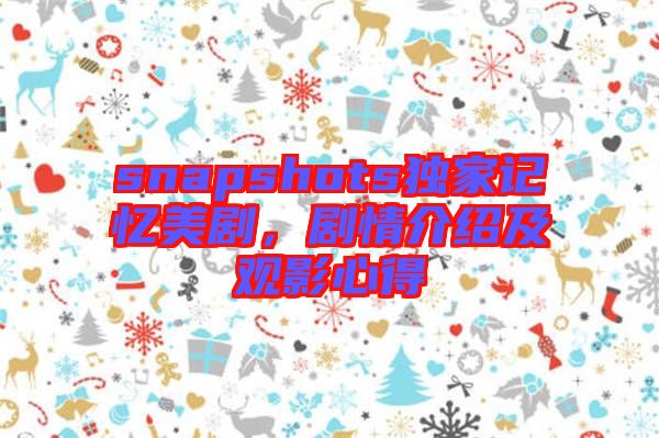 snapshots獨家記憶美劇，劇情介紹及觀影心得