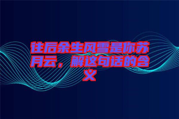 往后余生風(fēng)雪是你蘇月云，解這句話的含義