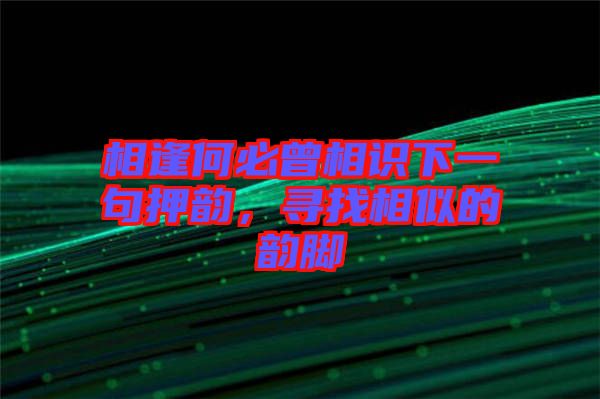 相逢何必曾相識(shí)下一句押韻，尋找相似的韻腳