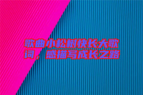 歌曲小松樹快長大歌詞，感描寫成長之路