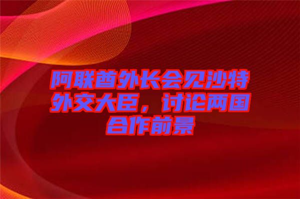 阿聯(lián)酋外長會(huì)見沙特外交大臣，討論兩國合作前景