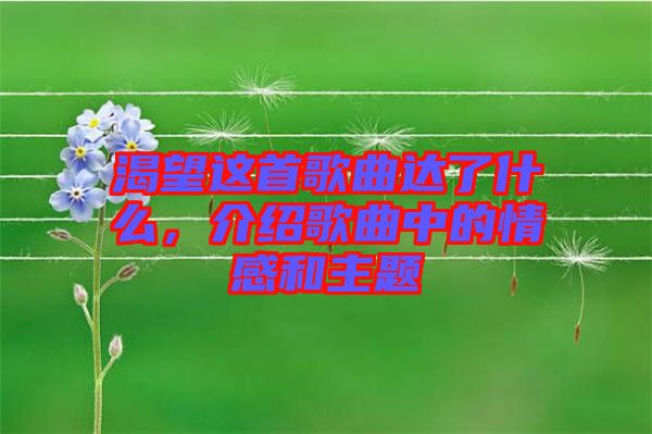 渴望這首歌曲達(dá)了什么，介紹歌曲中的情感和主題