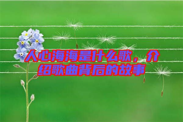 人心海海是什么歌，介紹歌曲背后的故事