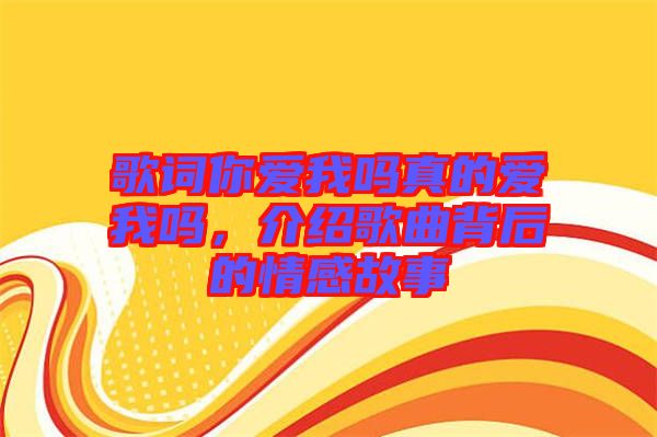 歌詞你愛我嗎真的愛我嗎，介紹歌曲背后的情感故事