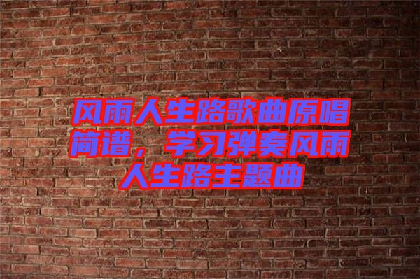 風雨人生路歌曲原唱簡譜，學習彈奏風雨人生路主題曲