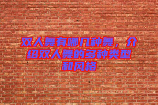 雙人舞有哪幾種舞，介紹雙人舞的多種類型和風(fēng)格
