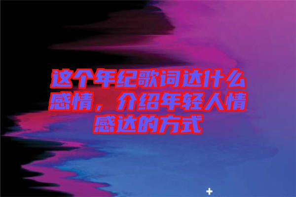 這個(gè)年紀(jì)歌詞達(dá)什么感情，介紹年輕人情感達(dá)的方式