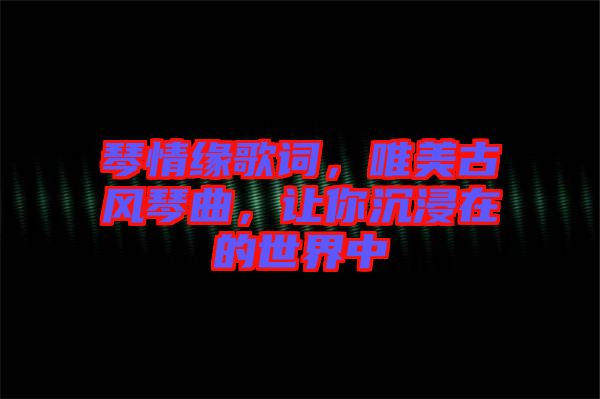 琴情緣歌詞，唯美古風琴曲，讓你沉浸在的世界中