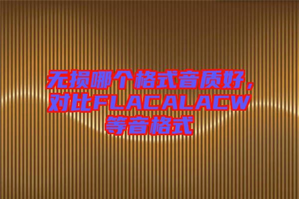 無損哪個格式音質(zhì)好，對比FLACALACW等音格式