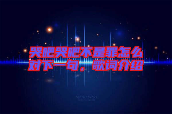 哭吧哭吧不是罪怎么對下一句，歌詞介紹