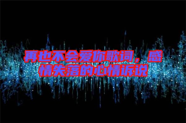 再也不會愛你歌詞，感情失落的心情訴說
