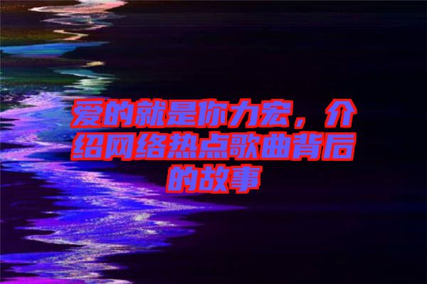 愛的就是你力宏，介紹網(wǎng)絡熱點歌曲背后的故事