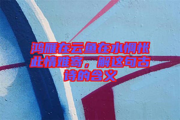 鴻雁在云魚在水惆悵此情難寄，解這句古詩的含義