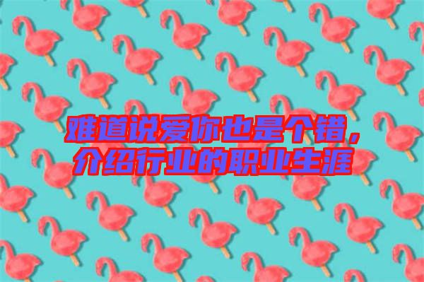 難道說愛你也是個錯，介紹行業(yè)的職業(yè)生涯