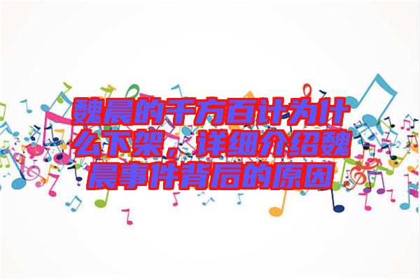魏晨的千方百計為什么下架，詳細介紹魏晨事件背后的原因