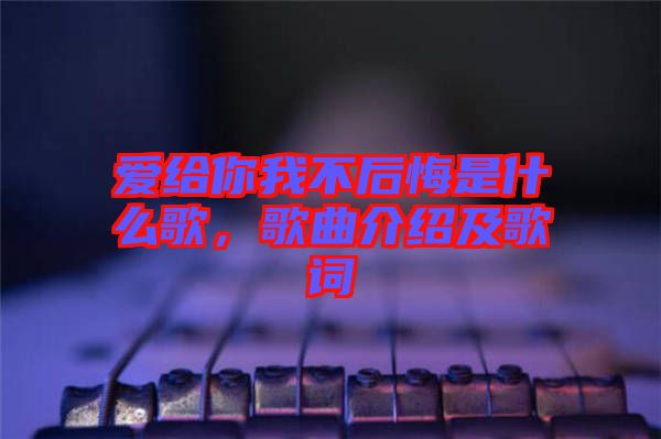 愛(ài)給你我不后悔是什么歌，歌曲介紹及歌詞