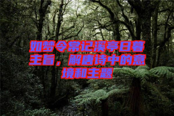 如夢令常記溪亭日暮主旨，解唐詩中的意境和主題