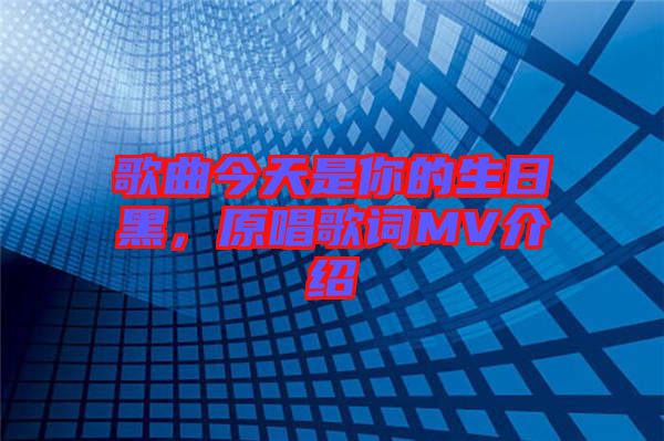 歌曲今天是你的生日黑，原唱歌詞MV介紹