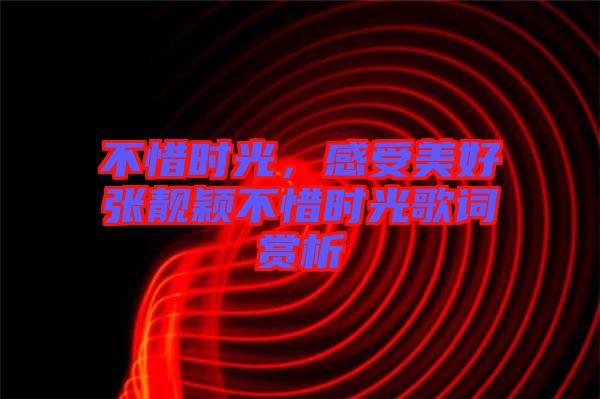 不惜時(shí)光，感受美好張靚穎不惜時(shí)光歌詞賞析
