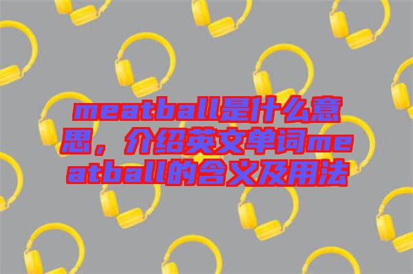 meatball是什么意思，介紹英文單詞meatball的含義及用法