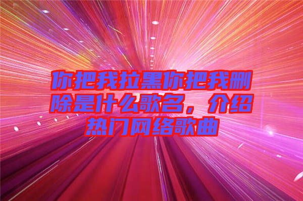 你把我拉黑你把我刪除是什么歌名，介紹熱門網(wǎng)絡歌曲